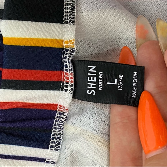 SHEIN Paper Bag Style Striped Ankle Pants - Picture 4 of 4